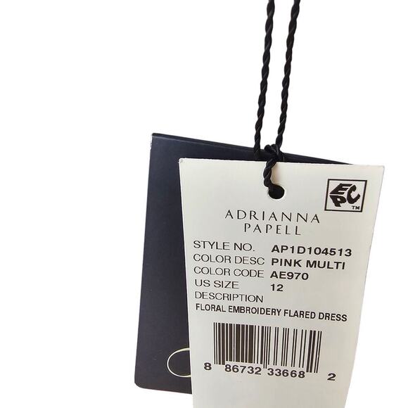 Adrianna Papell Floral Embroidery Flared Dress Pink Multi Size 12 NWT - Picture 8 of 11